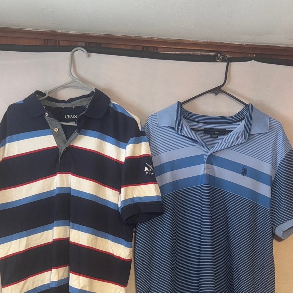 US Polo Assassin and Chaps Men's Polo Shirt - Navy, White, and Red Stripes
